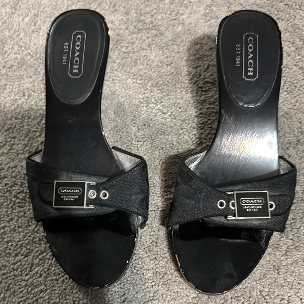 Coach Women's Black Slide Sandals